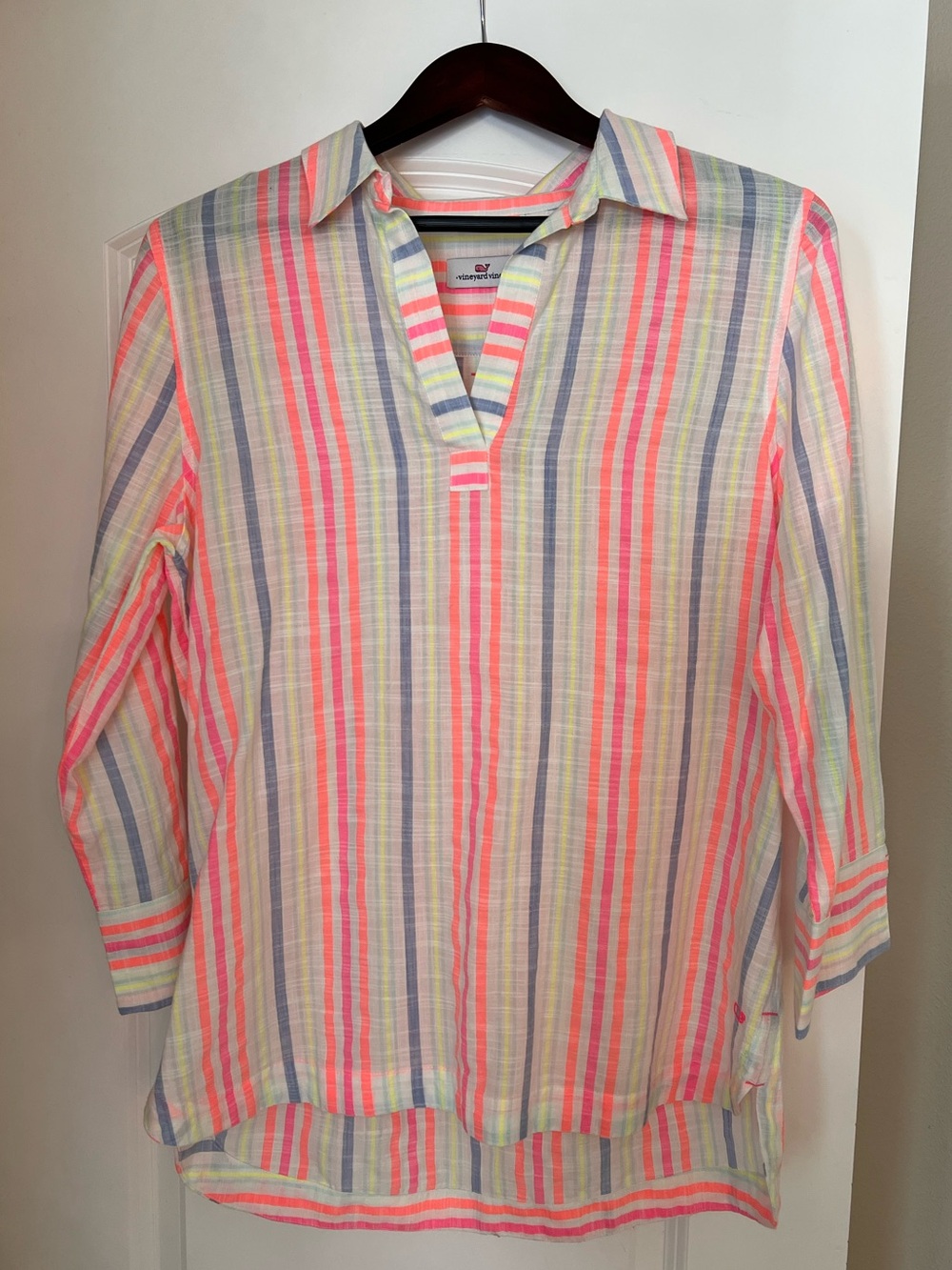 Vineyard Vines Neon Pink Multi-Stripe Tunic NWT Size S